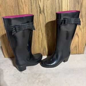 Kate Spade Black Winter Rain Boots with Bow